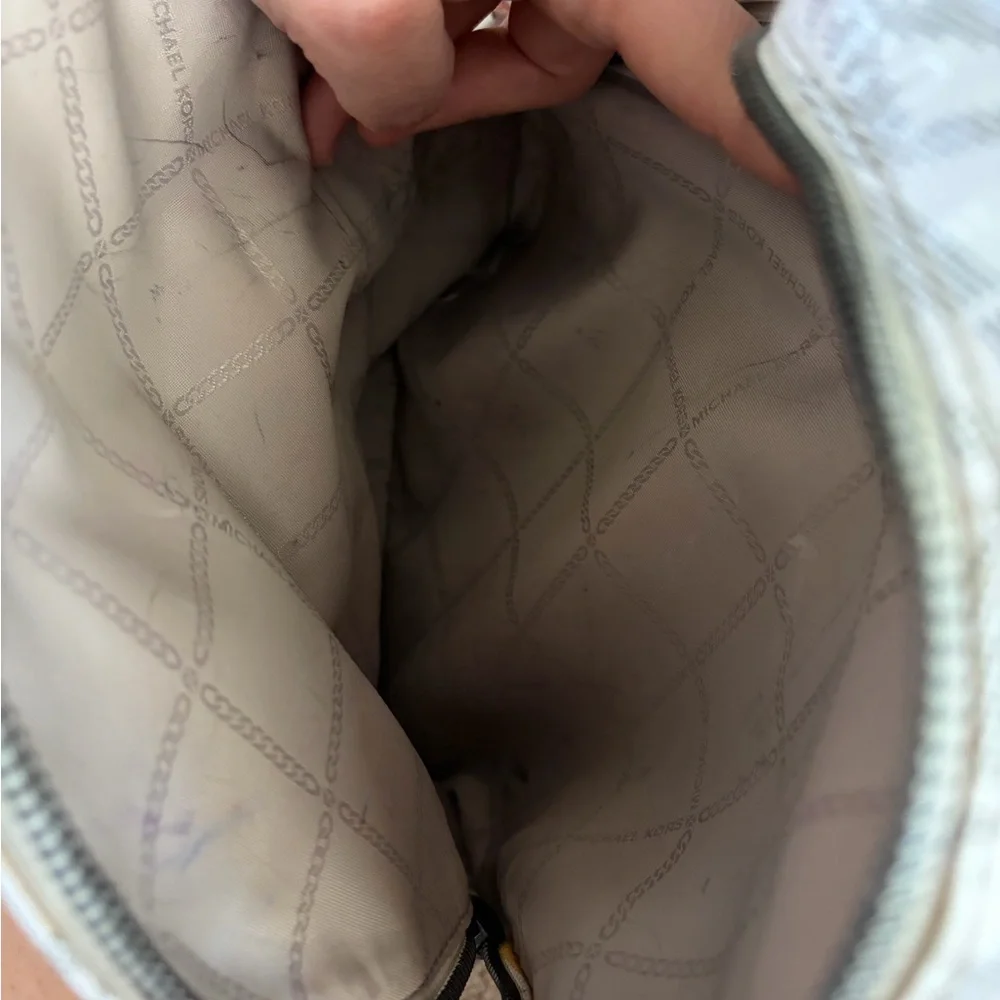 Michael Kors White MK Logo Mini Backpack with Silver Hardware
